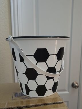 Black & White Soccer Pattern Decorative Plastic Bucket